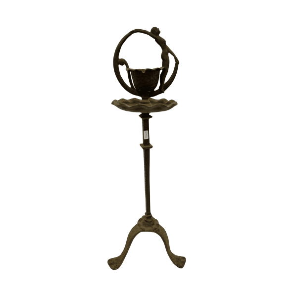 Cast Iron Dancing Lady Ashtray Standing w/handle portable vintage cigar cigarette Ashtrays Carvers Olde Iron