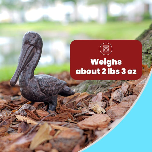 Cast Iron Pelican Decorative Door Stopper and Paperweight - Heavy Duty Door Bumper for Bottom of Door Weighing 2 lbs 3 oz Measuring 6.5'' by 6.5'' - Cute and Functional Door Stopper Door Stops Carver's Olde Iron