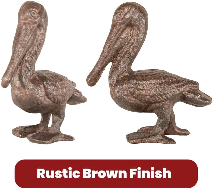 Cast Iron Pelican Decorative Door Stopper and Paperweight - Heavy Duty Door Bumper for Bottom of Door Weighing 2 lbs 3 oz Measuring 6.5'' by 6.5'' - Cute and Functional Door Stopper Door Stops Carver's Olde Iron