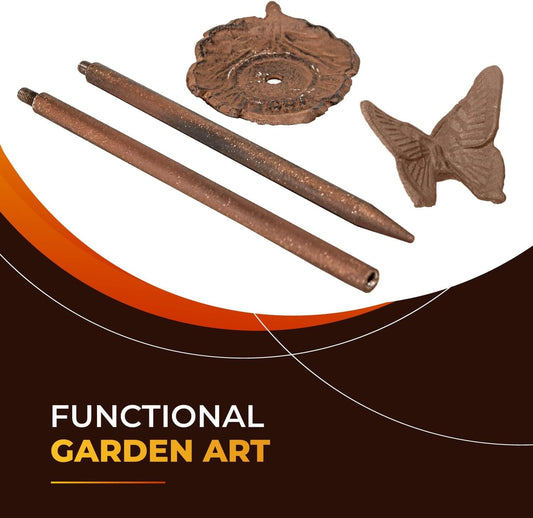 Carver's Olde Iron Hose Guide - Heavy Duty Solid Aluminum Decorative Butterfly Garden Hose Stake, 19 Inches Tall, Plants and Landscaping (1, Butterfly) Hose Guides Carver's Olde Iron