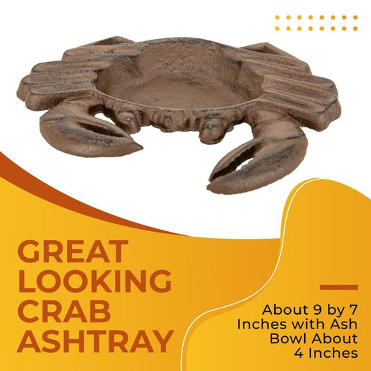 Ashtray - Nautical Crab Cast Iron, Perfect Outdoor Cigar Ashtray for Patio, Men's Cigarette Butt Disposal, Stylish Ashtray for Outside Use Ashtrays Carvers Olde Iron