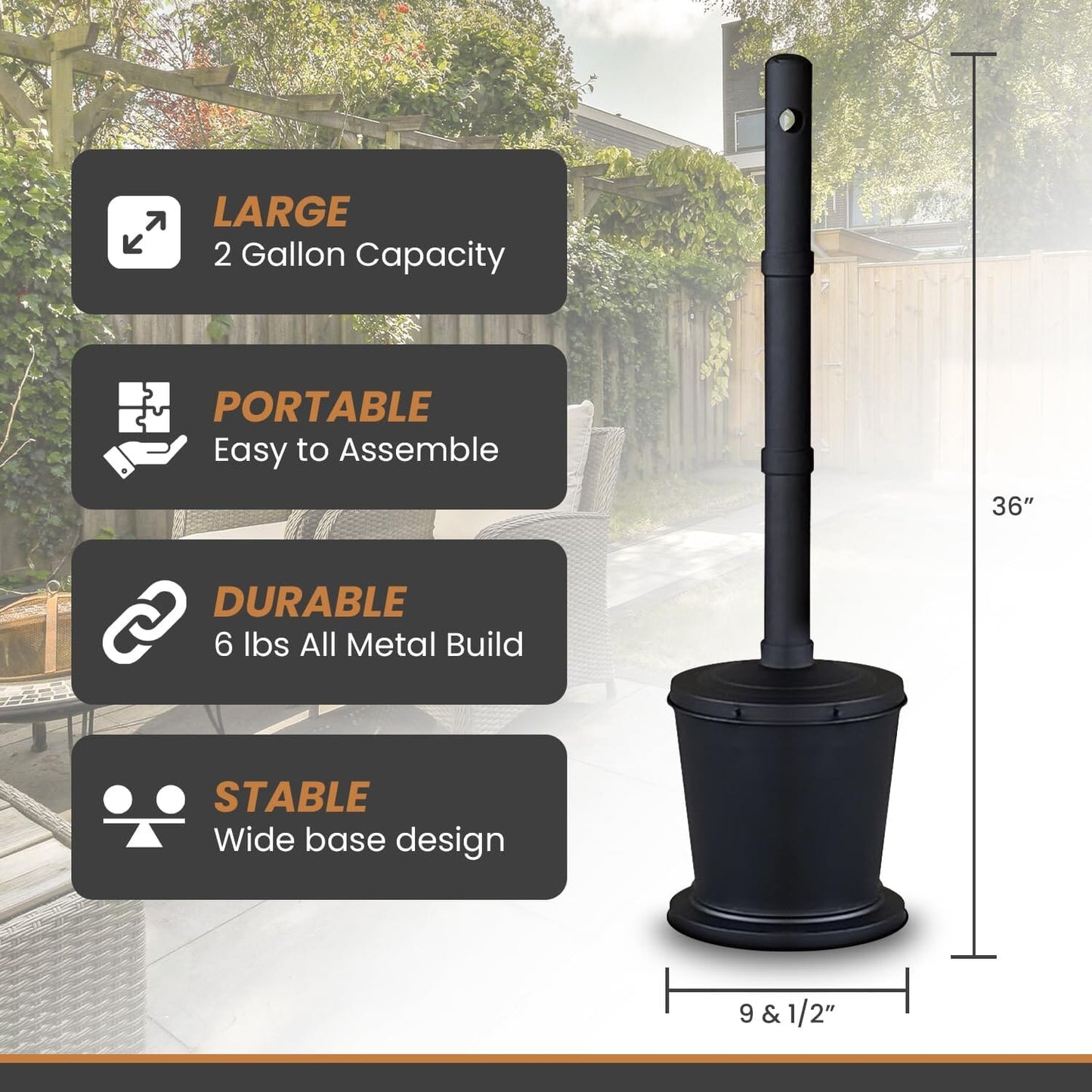Carver’s Olde Iron Galvanized Steel Outdoor Cigarette Butt Disposal, Metal Receptacle for Commercial Use (36″ Height, 4 Gallon capacity, Black) Metal Receptacle Carver's Olde Iron