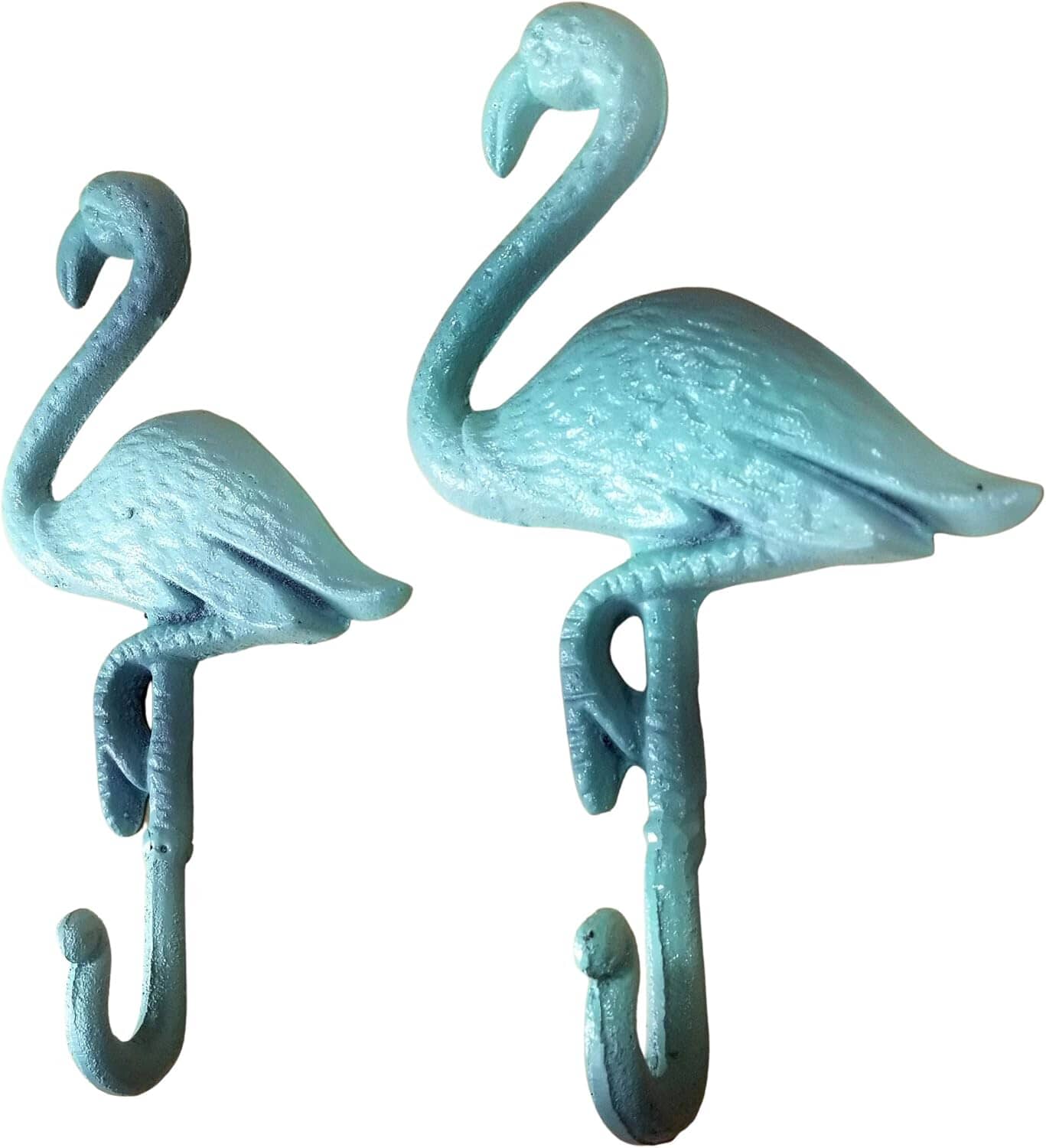 2 pc Green Cast Iron Flamingo Wall Hook Set wall hooks Carver's Olde Iron