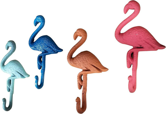 Island Flamingo Set Cast Iron Wall Hooks 4 Colors wall hooks Carver's olde Iron
