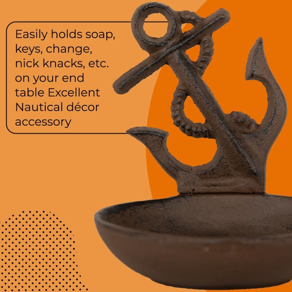 Rustic Nautical Anchor Soap Dish Cast Iron - Bar Soap Holder for Shower, Bathroom Soap Holder, and Soap Dish for Bathroom Sink Carver's Olde Iron
