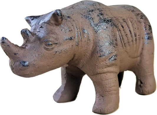 Rhino Cast Iron Doorstop Heavy Rustic Browqn Door Stops Carver's olde Iron