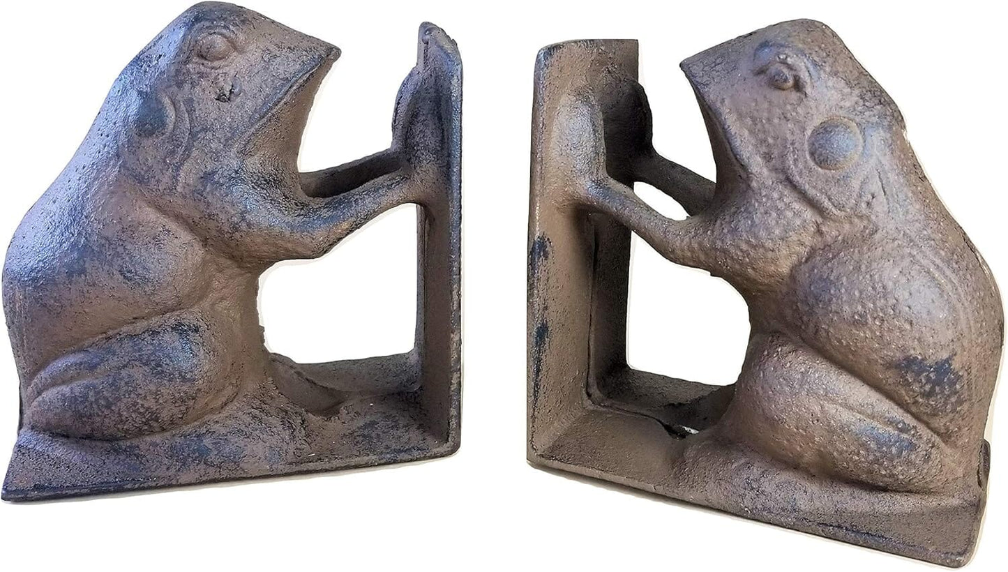 Frog Cast Iron Bookends Cute Heavy Almost 10 lbs Bookends Carver's Olde Iron