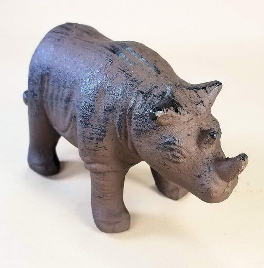 Rhino Cast Iron Doorstop Heavy Rustic Browqn Door Stops Carver's olde Iron