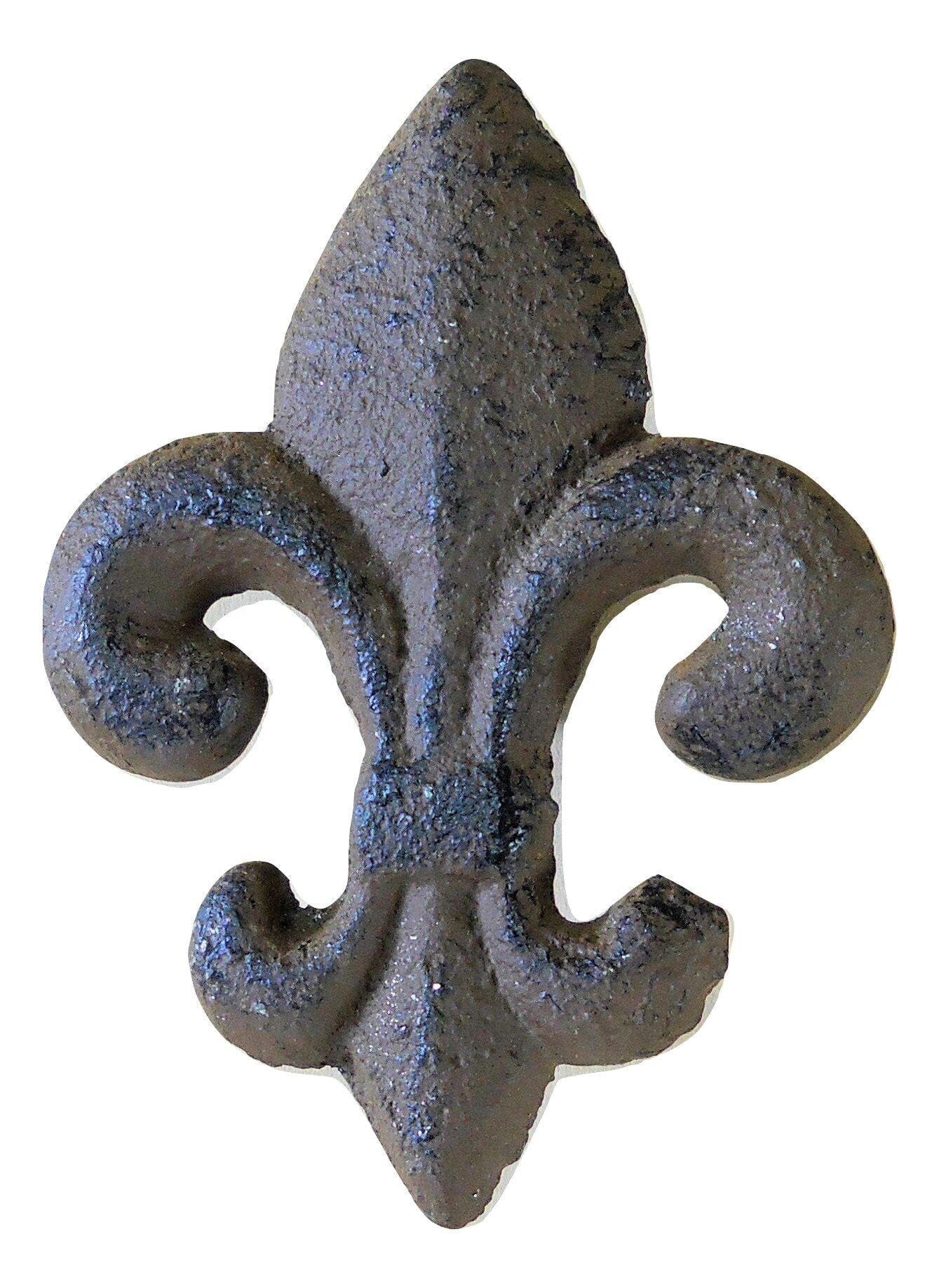 6 pc Cast Iron Fleur de LYS Knobs for Drawers and Cabinets Carver's Olde Iron