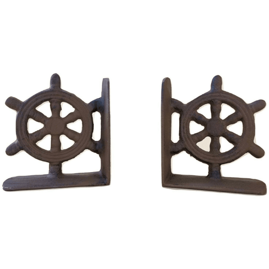 Ships Wheel Bookends Cast Iron Helm Book Ends Carvers Olde Iron
