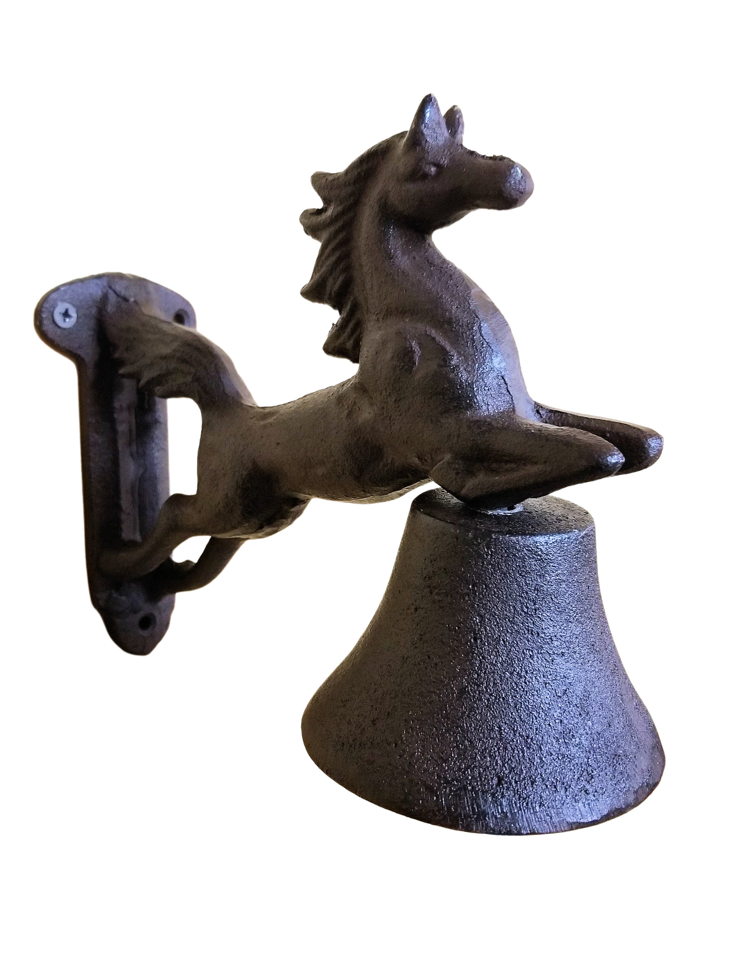 Rustic Brown Leaping Horse Door Bell Cast Iron Dinner Bell