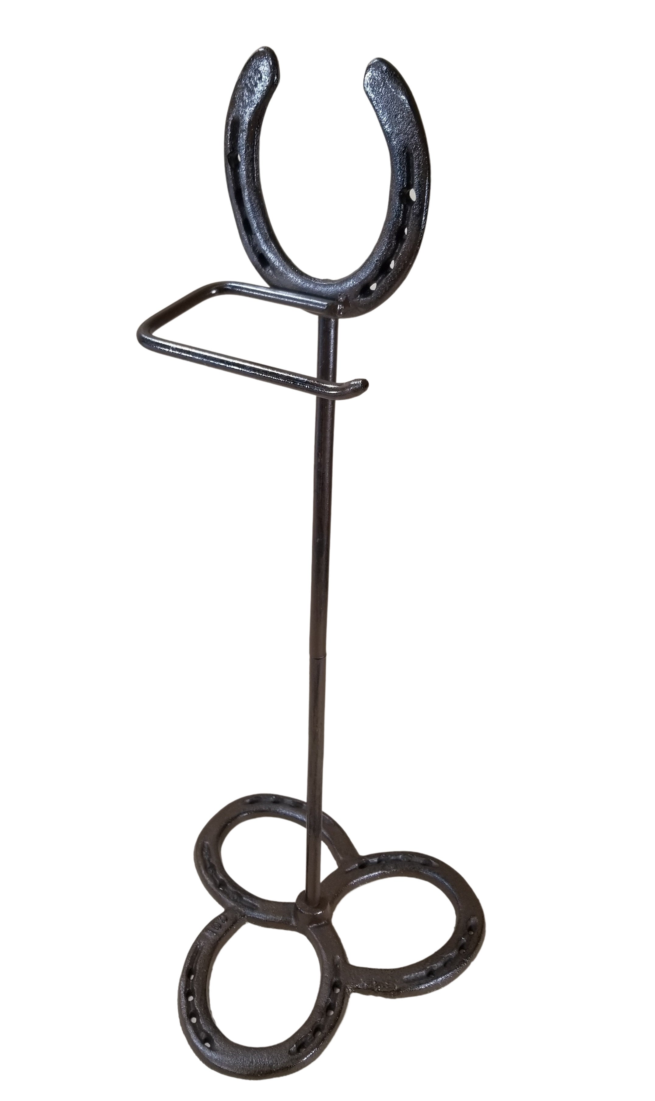 Rustic Brown Horseshoe Standing Toilet Paper Holder Cast Iron
