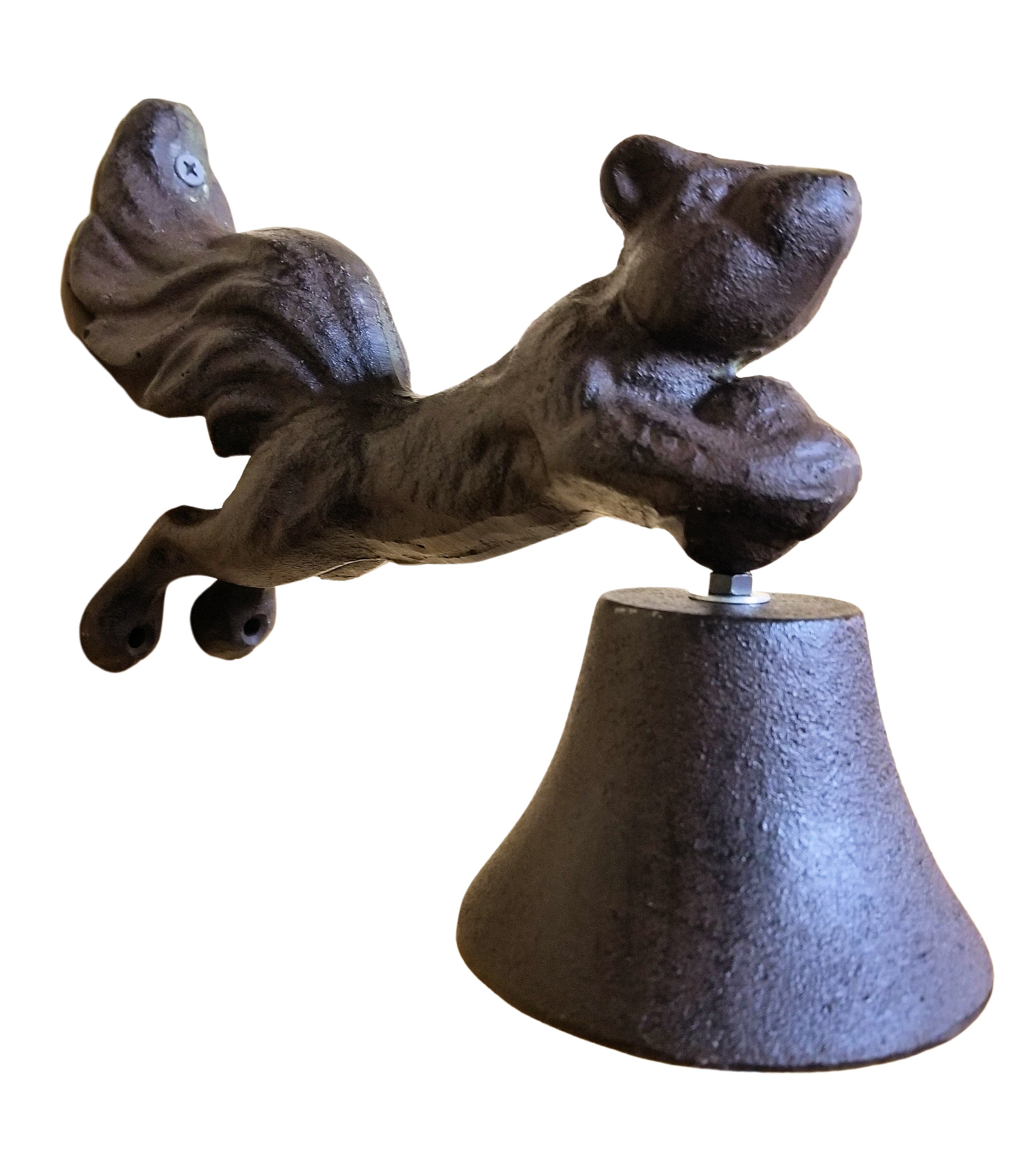 Heavy Cast Iron Squirrel Dinner Bell House Wall Mount Entry Dinner
