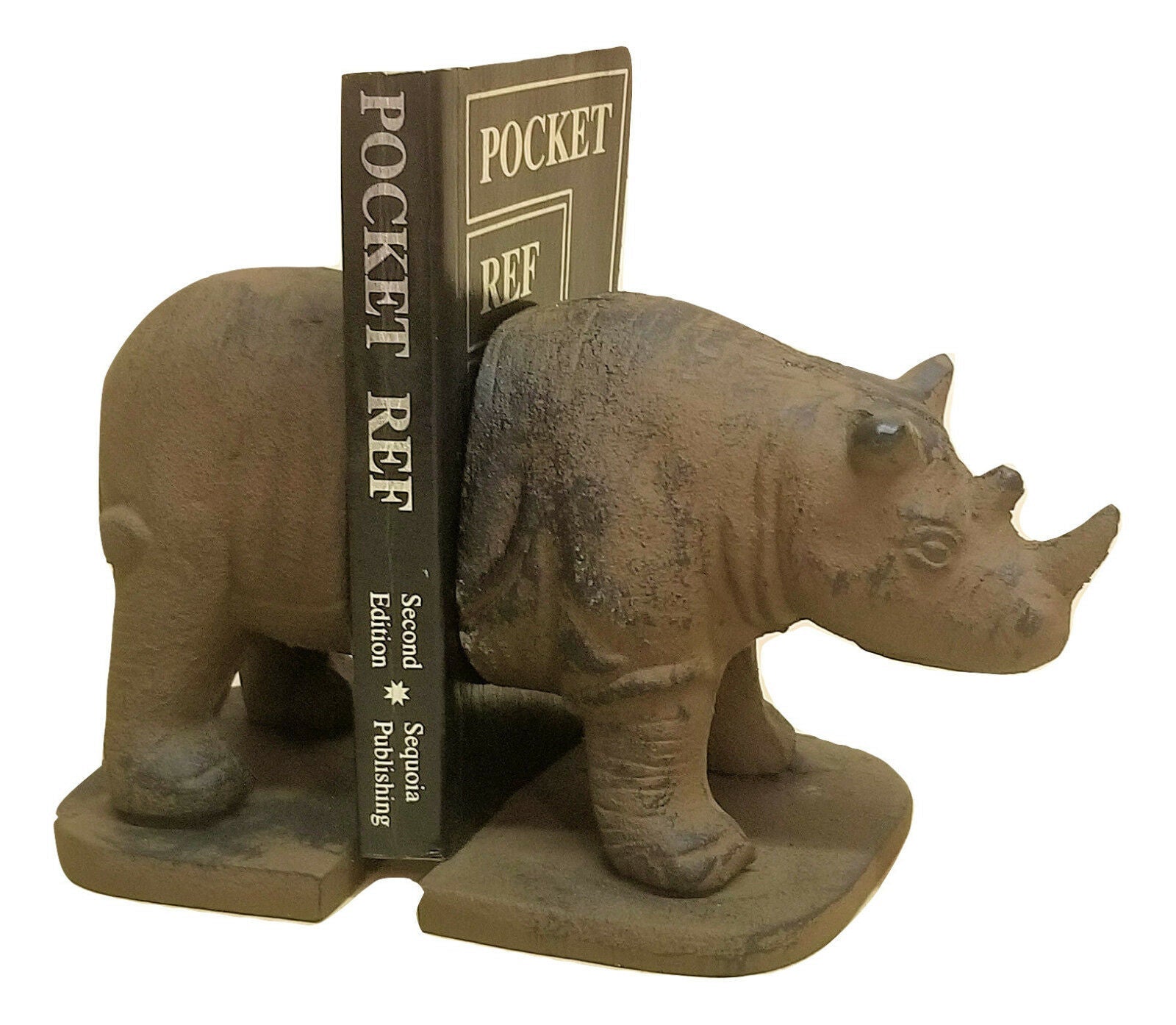 Rhino Bookends Solid Cast Iron Heavy Vintage Look