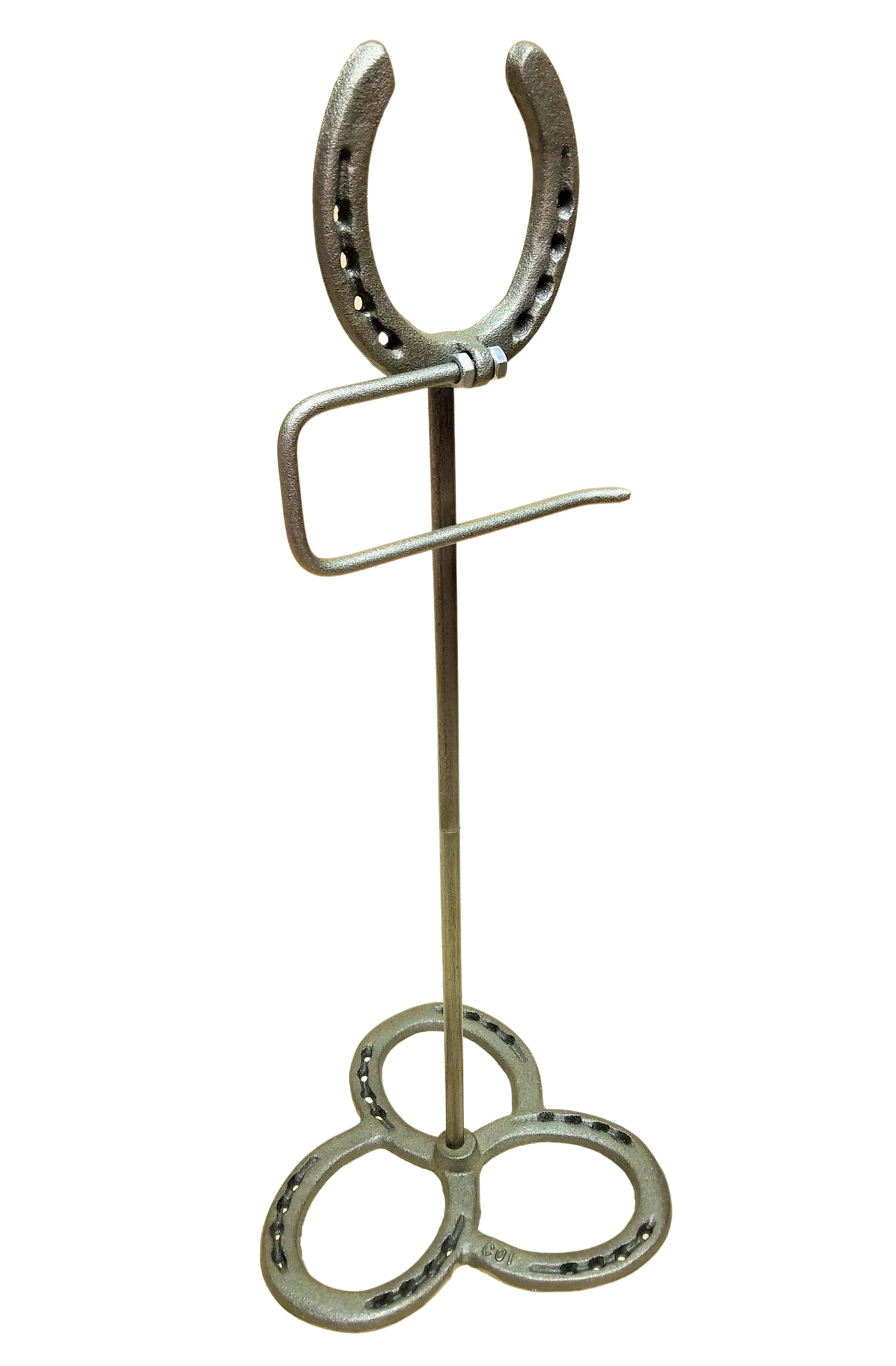 Cast Iron Horseshoe Toilet Paper Holder Free Standing Natural Gray