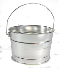 3pc Olive Buckets Baskets Pails Metal White Washed