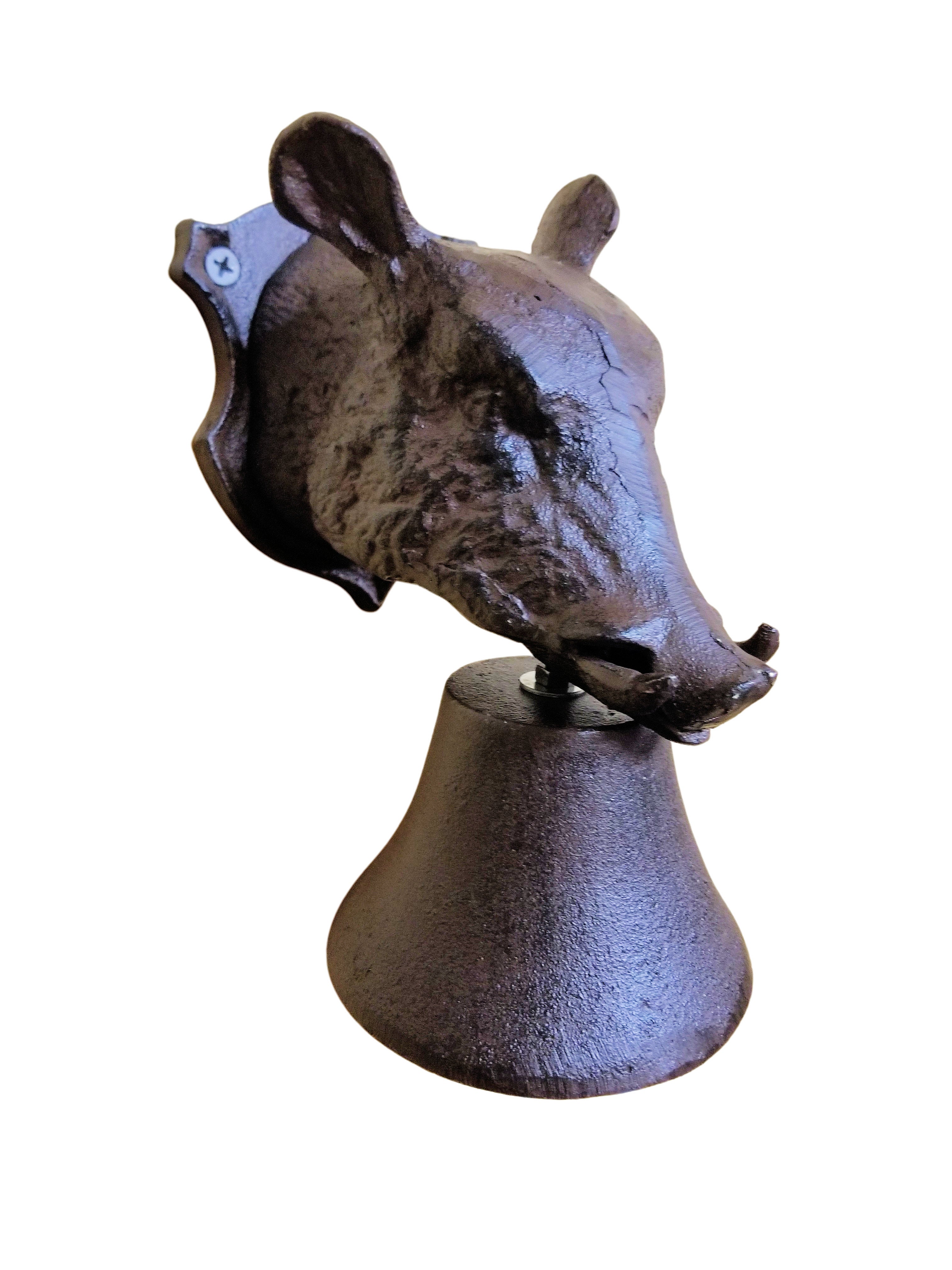 Rustic Brown Cast Iron Wild Hog Pig Door or Dinner Bell