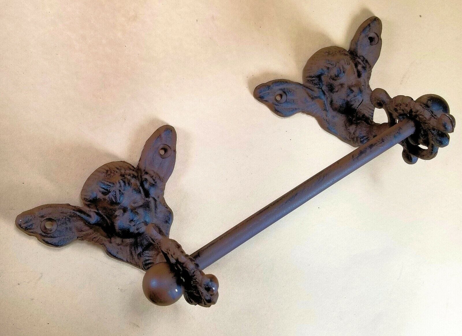 Cast Iron Cherubs Toilet Paper Holder, Rustic Brown