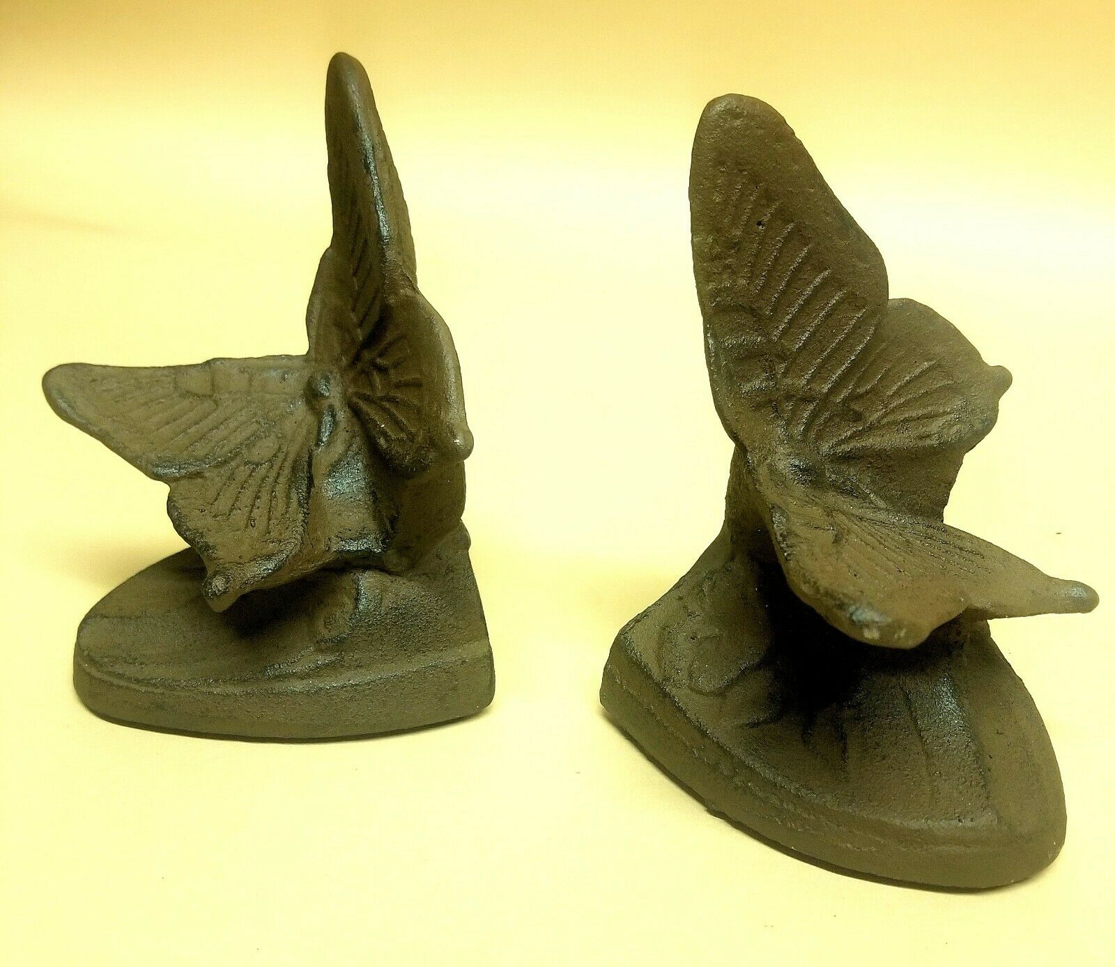 2 pc Cast Iron Butterfly Bookends, Heavy Heirloom Quality