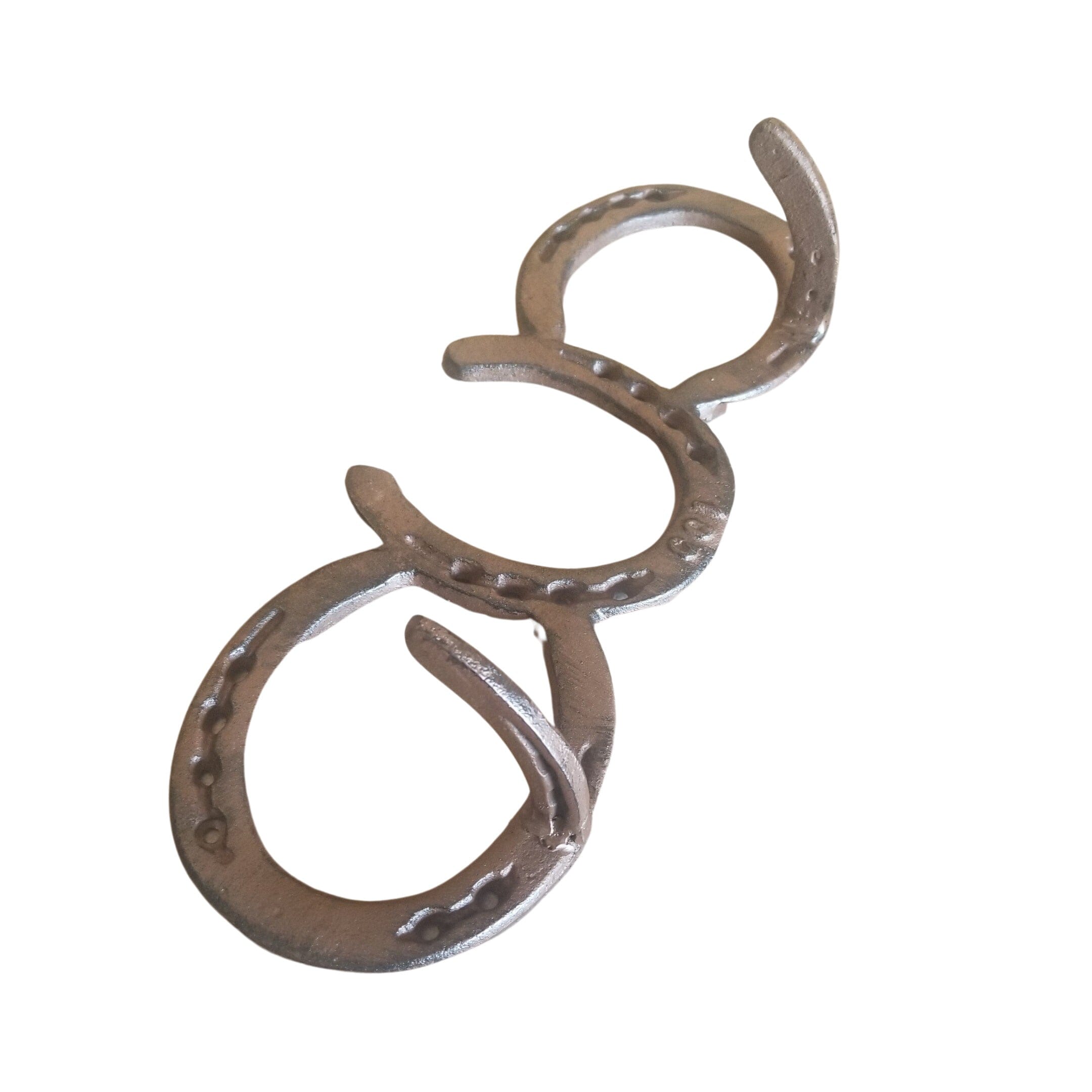 Cast Iron Horseshoe Wall Rack Two Hooks Rustic Brown w/hardware