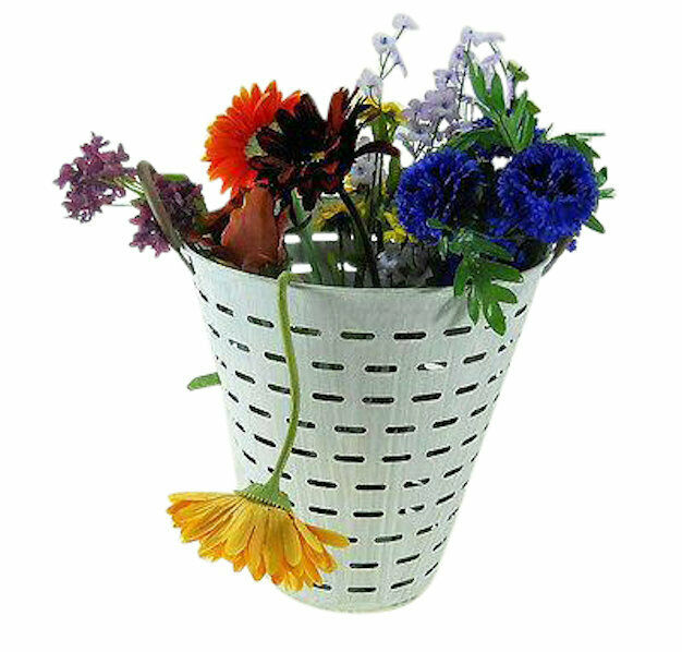 3pc Olive Buckets Baskets Pails Metal White Washed