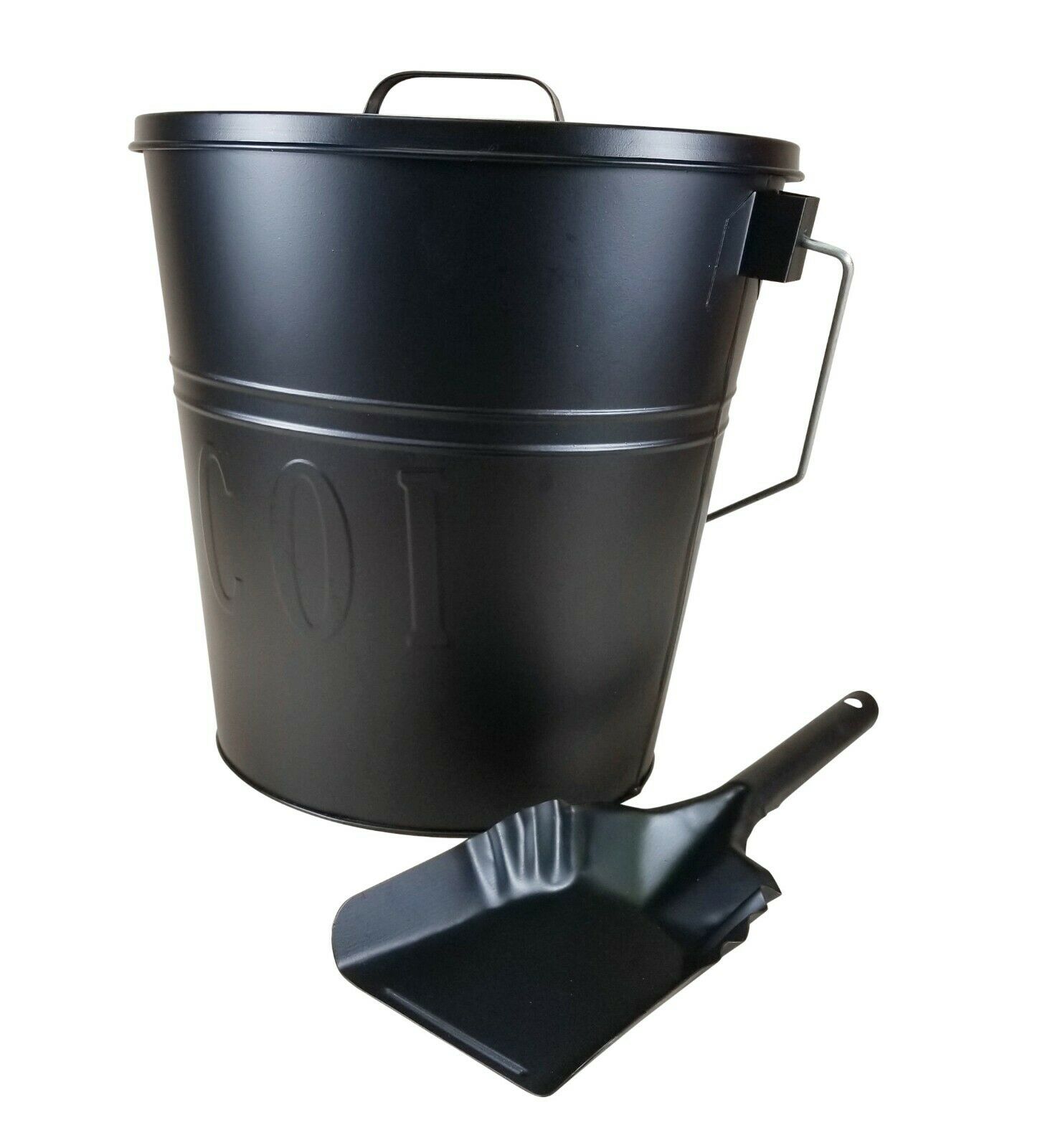 Black Ash Bucket Fireplace w/ shovel and Lid 14