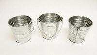 3pc Olive Buckets Baskets Pails Metal White Washed