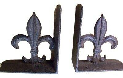 Fleur de Lis Lys Heavy Cast Iron Bookends