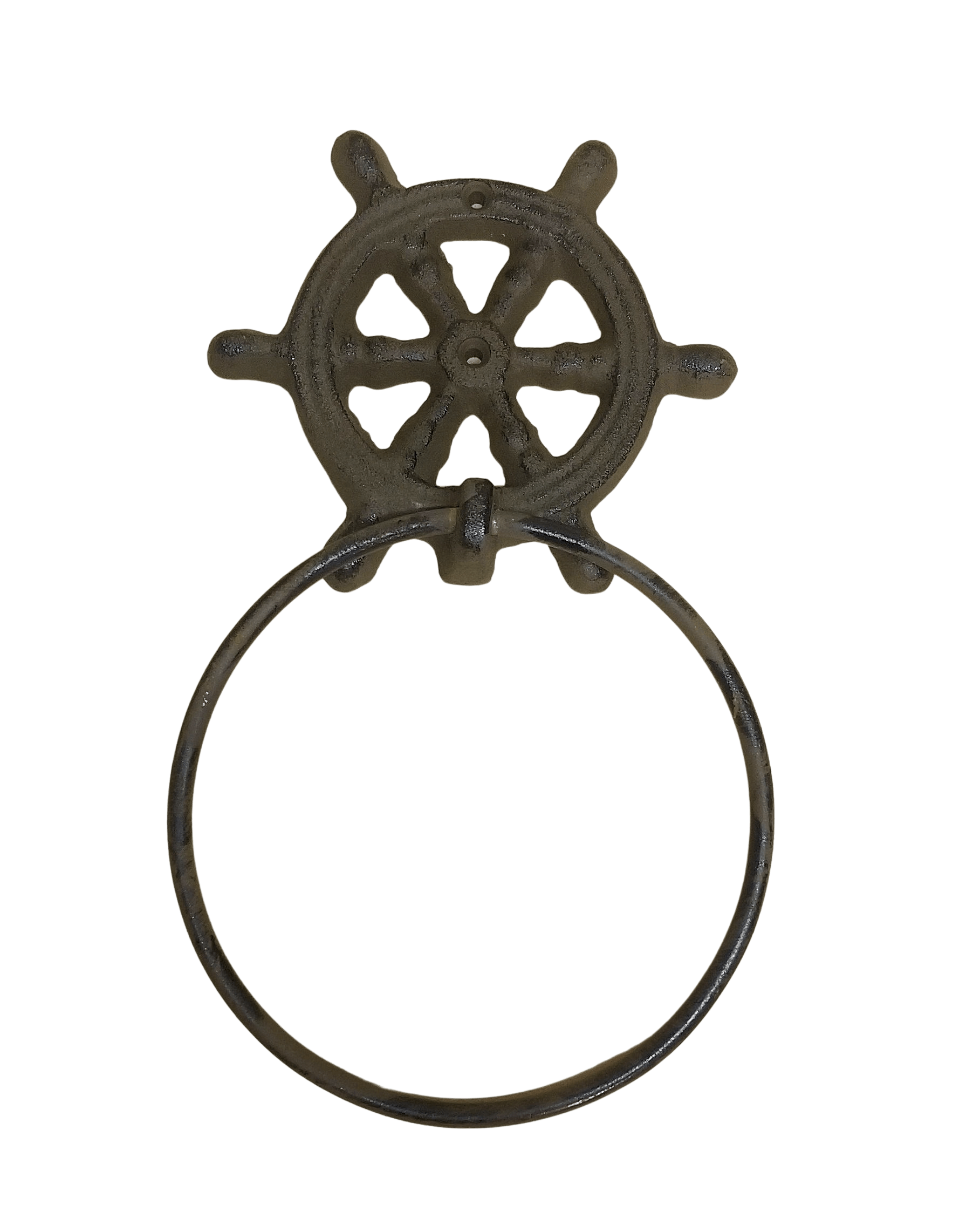 Ships Wheel Helm Cast Iron Towel Ring 6