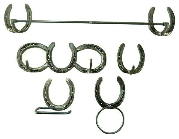 Horseshoe Bath Accessory Set in Cast Iron Natural Finish