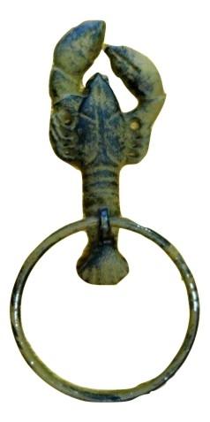 Primitive Cast Iron Lobster Crawfish Towel Ring Kitchen Bathroom Cajun Decor