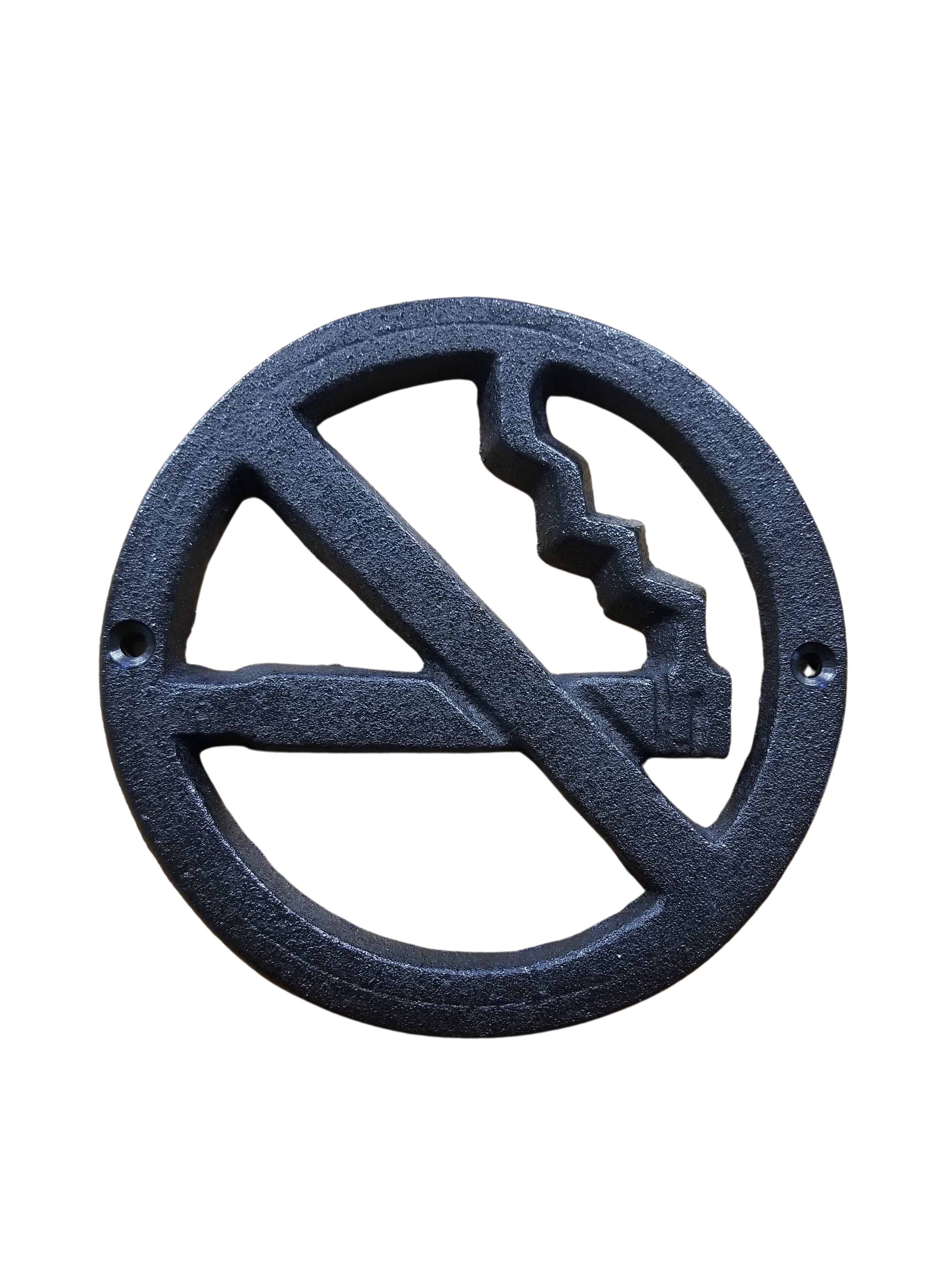 Black Cast Iron NO SMOKING sign indoors or outdoors