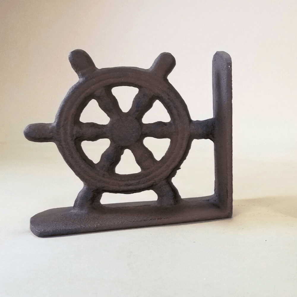 Ships Wheel Bookends Cast Iron Helm Book Ends Carvers Olde Iron 