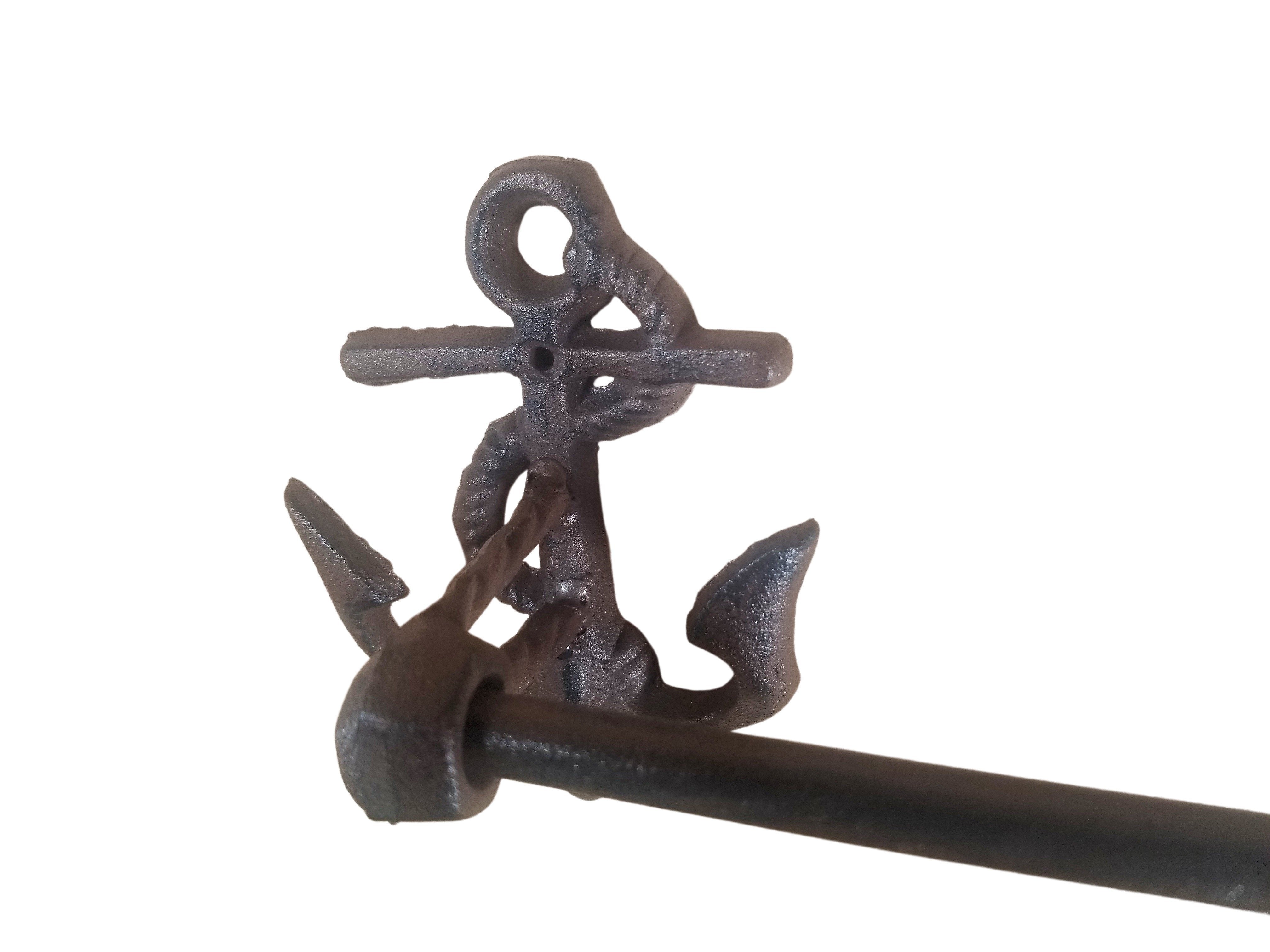 Cast Iron Nautical Anchor Towel Rack 24" Rustic Brown w/hardware bathroom accessory Carvers Olde Iron 