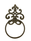 Filigree 4" Cast Iron Towel Ring Rustic Brown w/ Hardware bathroom accessory Carvers Olde Iron 