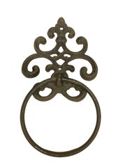 Filigree 4" Cast Iron Towel Ring Rustic Brown w/ Hardware bathroom accessory Carvers Olde Iron 