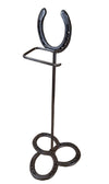 Rustic Brown Horseshoe Standing Toilet Paper Holder Cast Iron bath accessories Carvers Olde Iron 