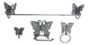 Lori's Butterfly Bath Assessories Cast Iron 4 pc w/ hardware bath accessories Carvers Olde Iron 