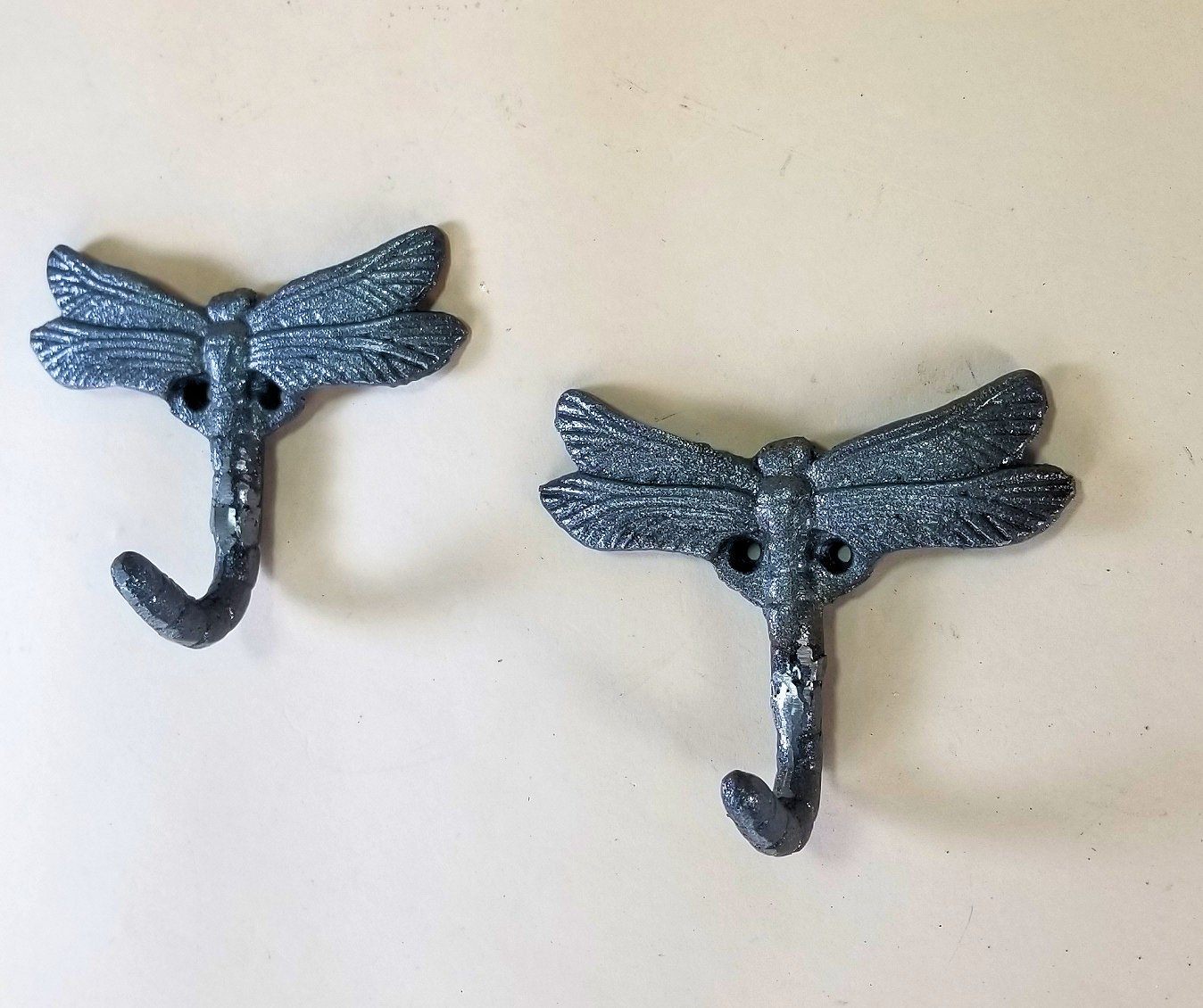 2 Dragonfly Wall Hooks Cast iron for Kitchen, Bath, or outdoors. Other Kitchen & Dining Items Carvers Olde Iron 