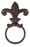 4" Fleur de Lys Cast Iron Towel Ring Rustic towel ring Carvers Olde Iron 