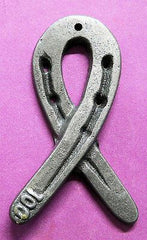 Cancer Ribbon Horseshoe Castiron survivor paperweight Paperweights Carvers Olde Iron 