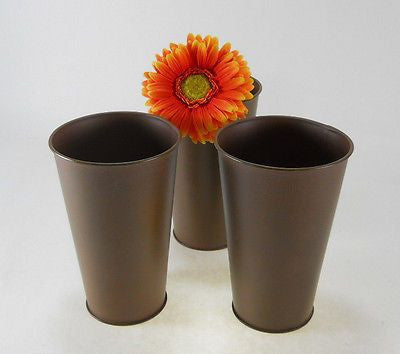 3pc Rust 7" T metal Pots French Bucket Baskets, Pots & Window Boxes Carvers Olde Iron 