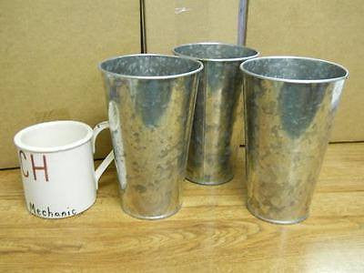 3 Galvanized Buckets 7" tall French Wedding Baskets, Pots & Window Boxes Carvers Olde Iron 