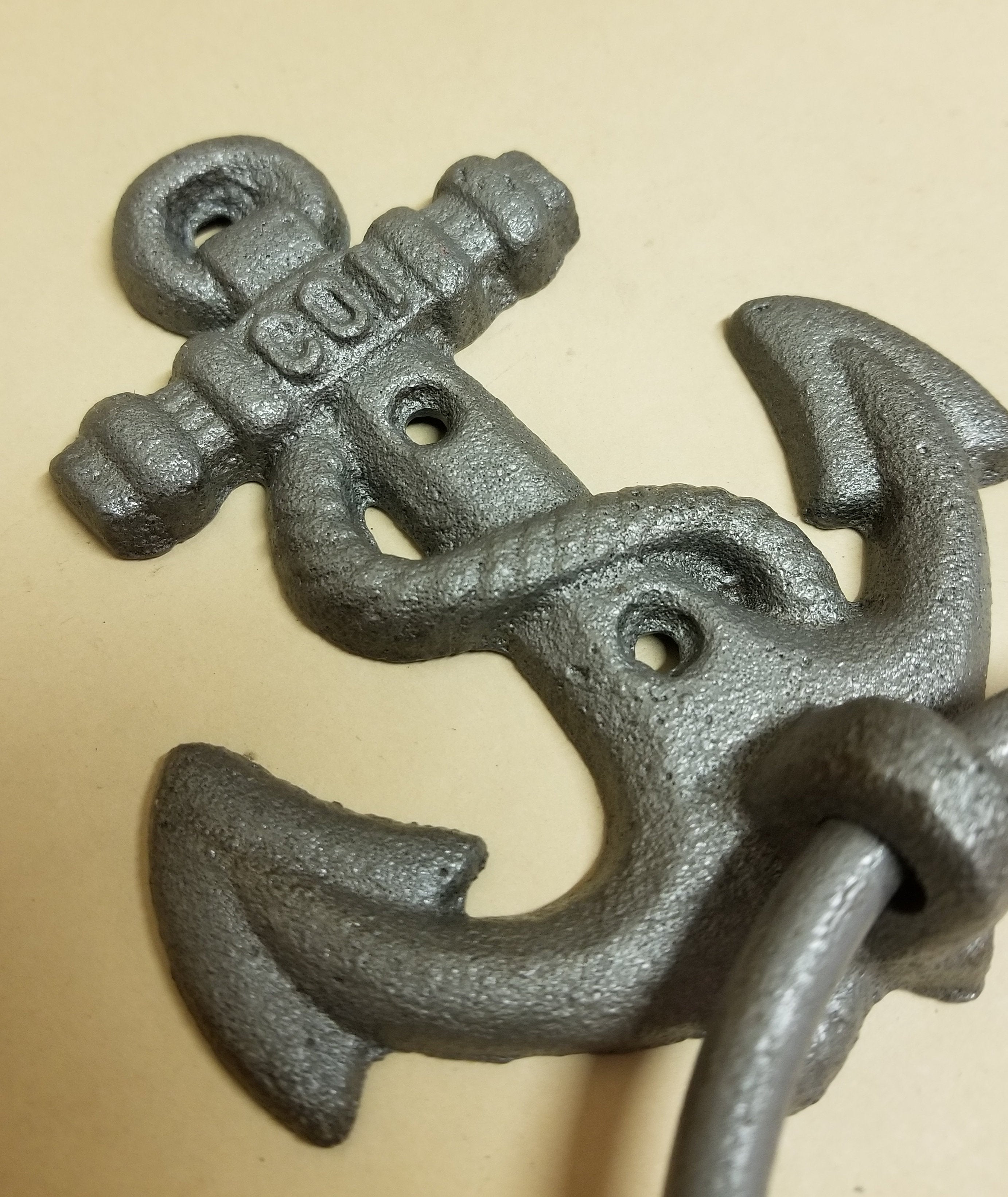 Cast Iron Anchor Towel Ring 4" Rustic Brown Wall Mount Nautical Decor bathroom accessory Carvers Olde Iron 