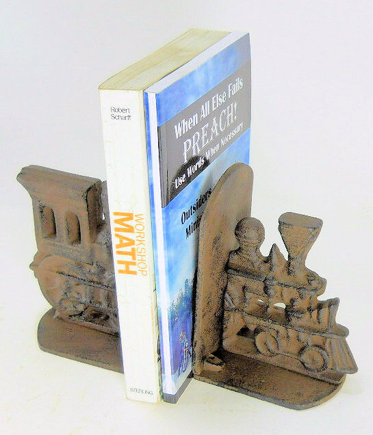 Cast Iron Train Bookends Primitive Heavy Bookends Carvers Olde Iron 