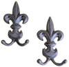 10 pc Cast Iron Fleur de Lys Wall Hook set for Bath or Kitchen bath accessories Carvers Olde Iron 