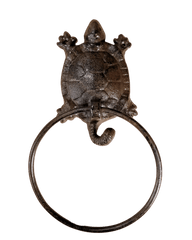 Cast Iron Turtle Towel Ring 6" Rustic Brown Finish bathroom accessory Carvers Olde Iron 