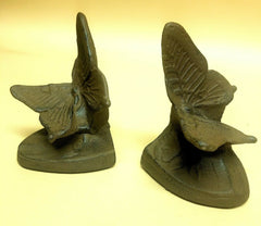 2 pc Cast Iron Butterfly Bookends, Heavy Heirloom Quality Book Ends Carvers Olde Iron 