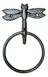 Dragonfly Towel Ring 4" Cast Iron for Bath or Kitchen bath accessories Carvers Olde Iron 