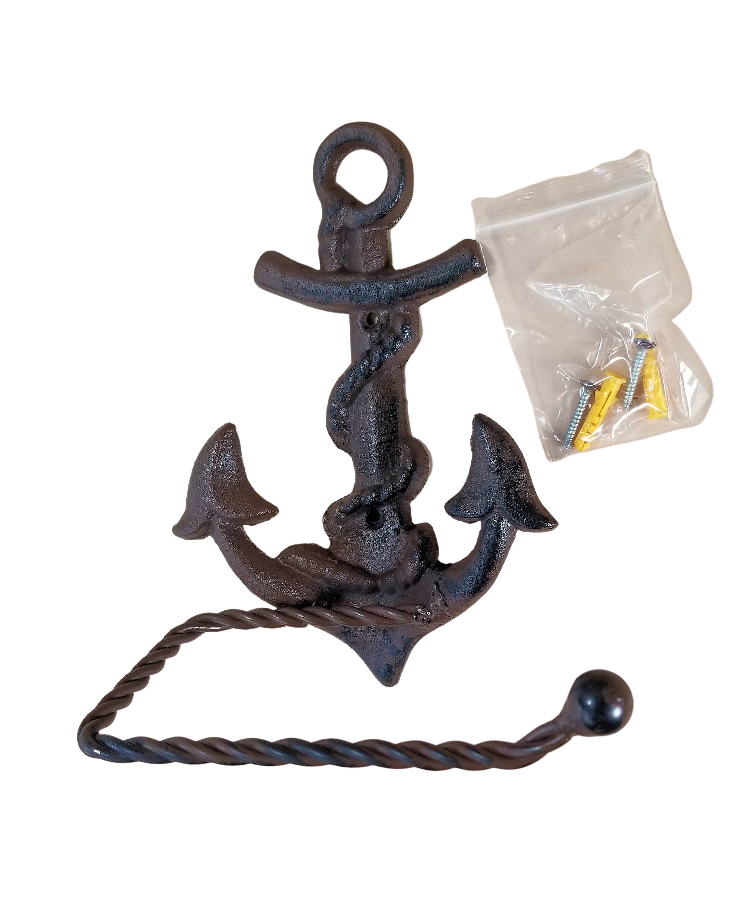 Cast Iron Anchor Toilet Paper Brown w/ Hardware Nautical Decor bathroom accessory Carvers Olde Iron 